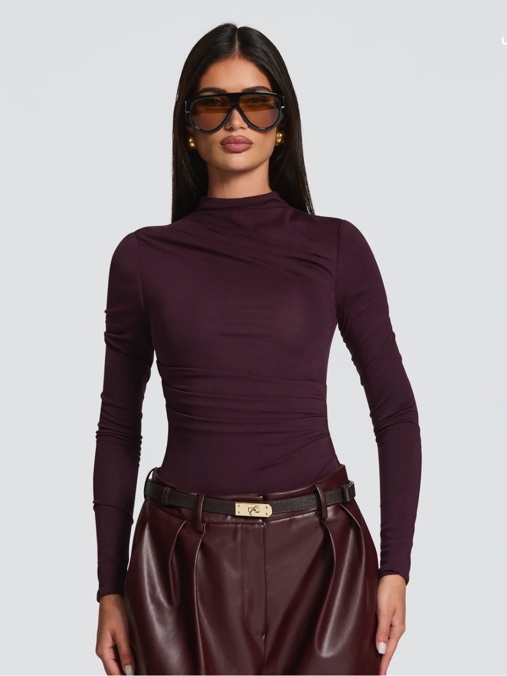Slim-Fit Long-Sleeve Mock Neck body suit